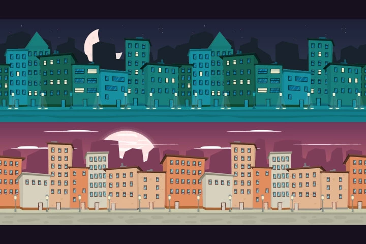 Cartoon City 2D Backgrounds