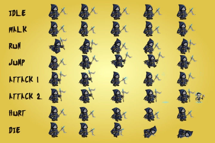 2D Fantasy Necromancer Character Sprite