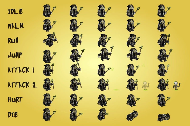 2D Fantasy Necromancer Character Sprite