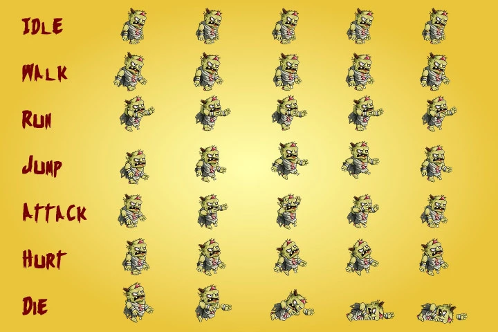2D Fantasy Zombie Character Sprite