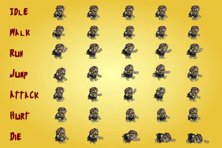 2D Fantasy Zombie Character Sprite