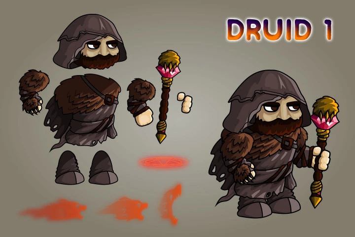 2D Fantasy Druid Character Sprite
