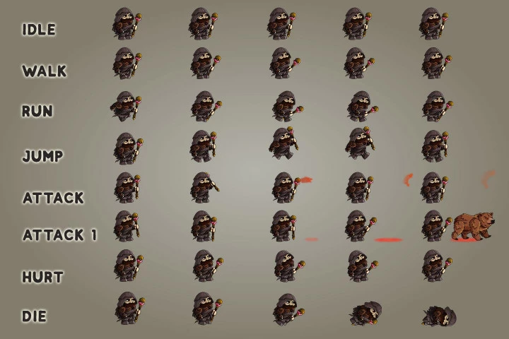 2D Fantasy Druid Character Sprite