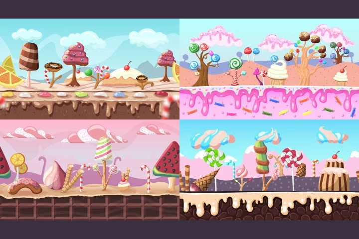 Candy 2D Game Backgrounds