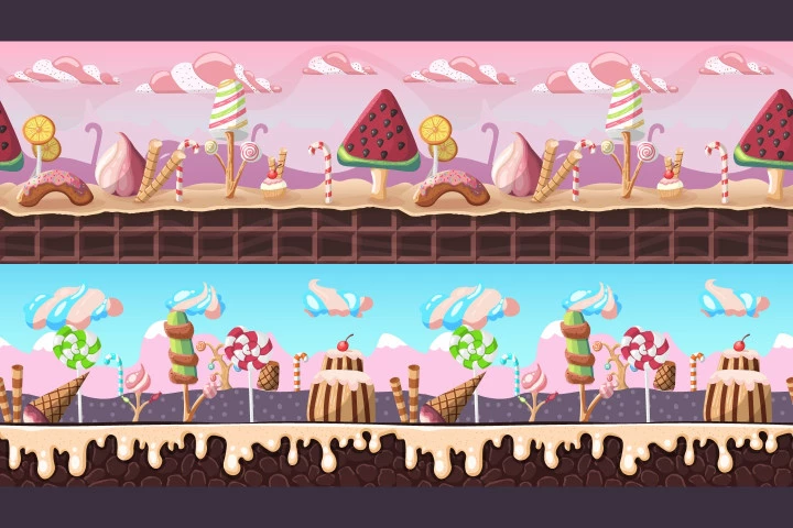 Candy 2D Game Backgrounds