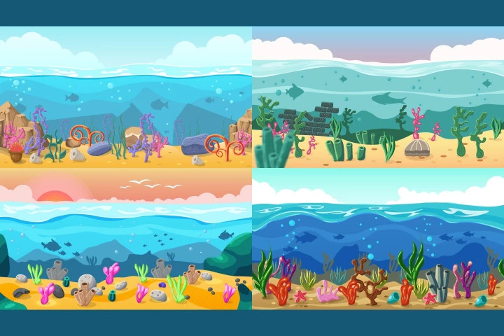 Ocean 2D Game Backgrounds