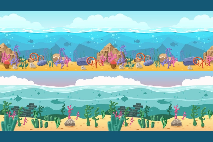 Ocean 2D Game Backgrounds