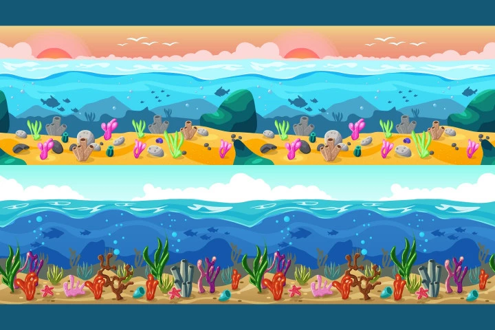 Ocean 2D Game Backgrounds