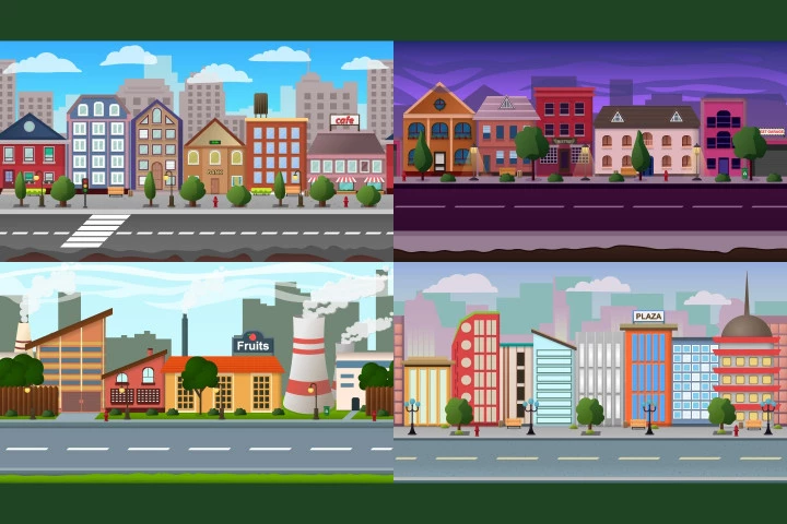 Parallax Scrolling City Game Backgrounds