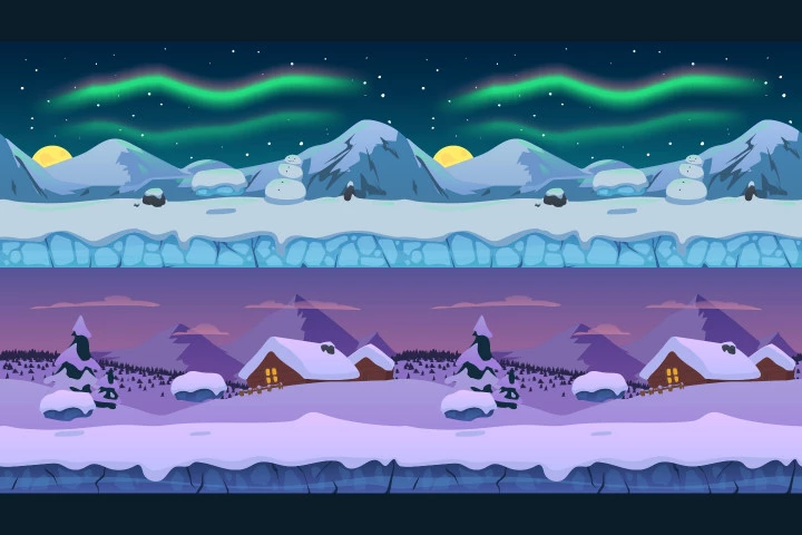 Snowy 2D Game Backgrounds