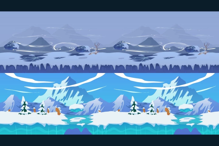 Snowy 2D Game Backgrounds