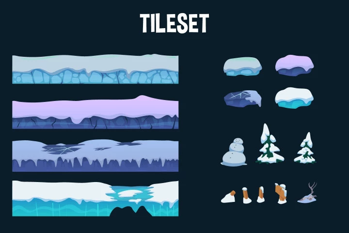 Snowy 2D Game Backgrounds