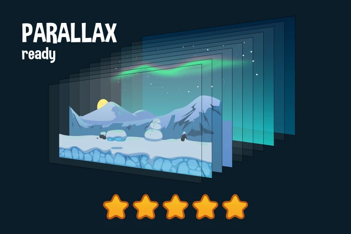 Snowy 2D Game Backgrounds