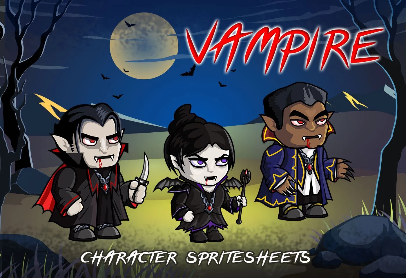2D Fantasy Vampire Character Sprite 