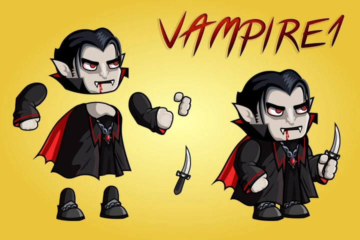 2D Fantasy Vampire Character Sprite
