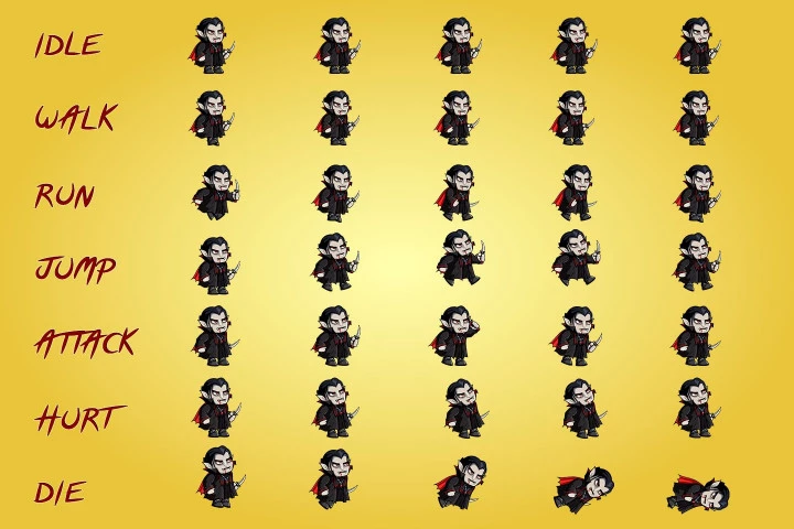 2D Fantasy Vampire Character Sprite