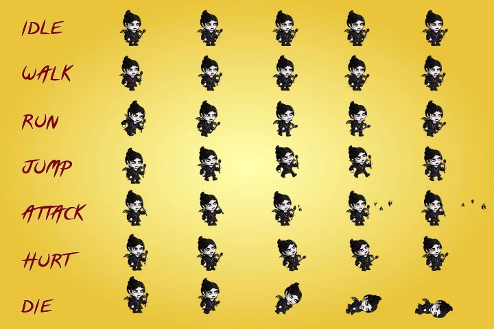 2D Fantasy Vampire Character Sprite