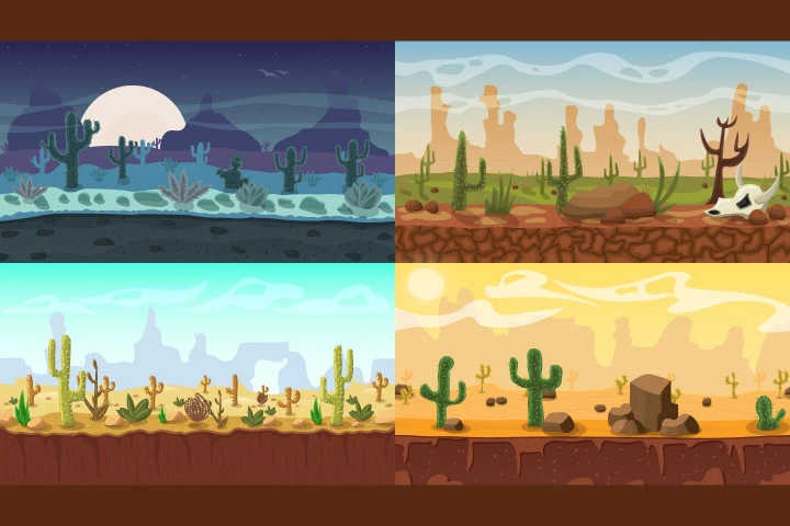 Desert 2D Game Backgrounds
