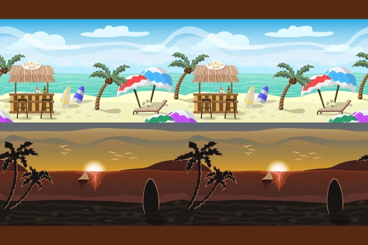 Free Beach 2D Game Backgrounds