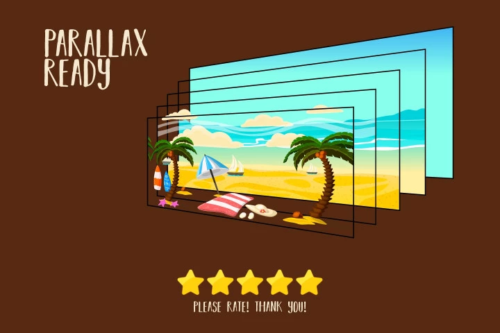 Free Beach 2D Game Backgrounds