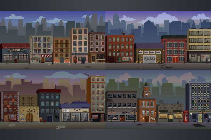 Street 2D Game Backgrounds
