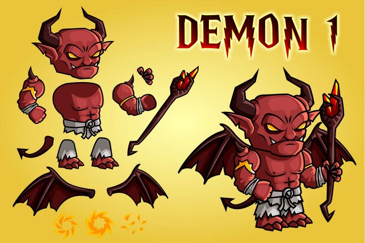 2D Fantasy Demon Character Sprites