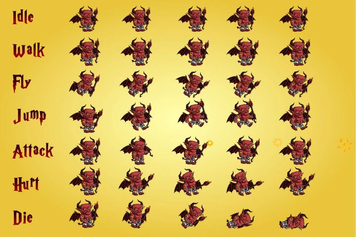 2D Fantasy Demon Character Sprites