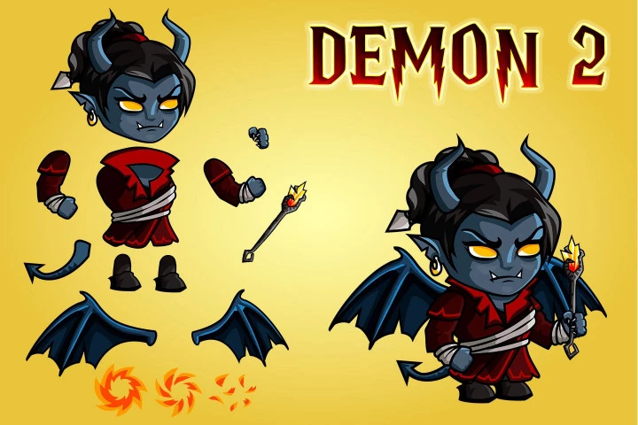 2D Fantasy Demon Character Sprites