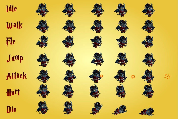 2D Fantasy Demon Character Sprites