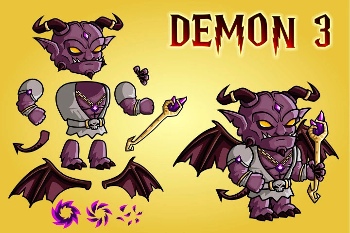 2D Fantasy Demon Character Sprites