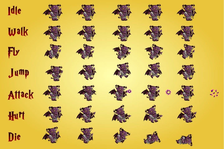 2D Fantasy Demon Character Sprites
