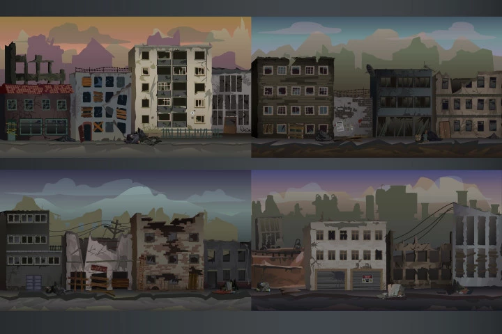 Destroyed City Parallax Backgrounds