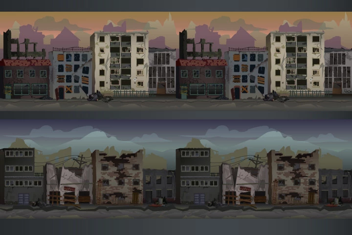 Destroyed City Parallax Backgrounds