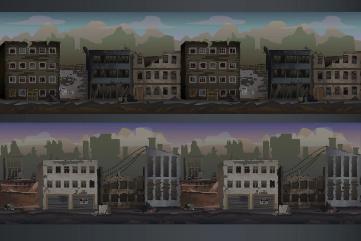 Destroyed City Parallax Backgrounds