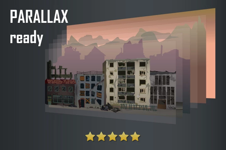 Destroyed City Parallax Backgrounds