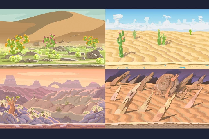 Free Desert Scrolling 2D Game Backgrounds