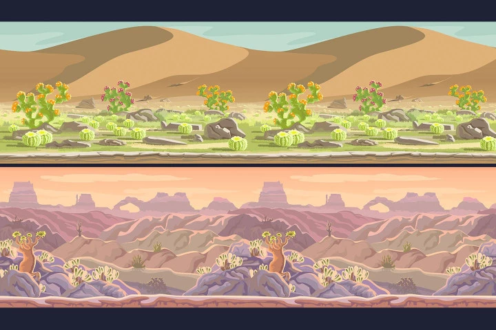 Free Desert Scrolling 2D Game Backgrounds