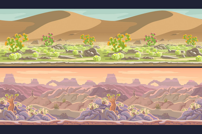 Free Desert Scrolling 2D Game Backgrounds