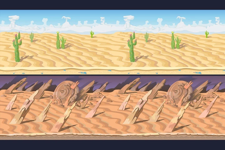 Free Desert Scrolling 2D Game Backgrounds