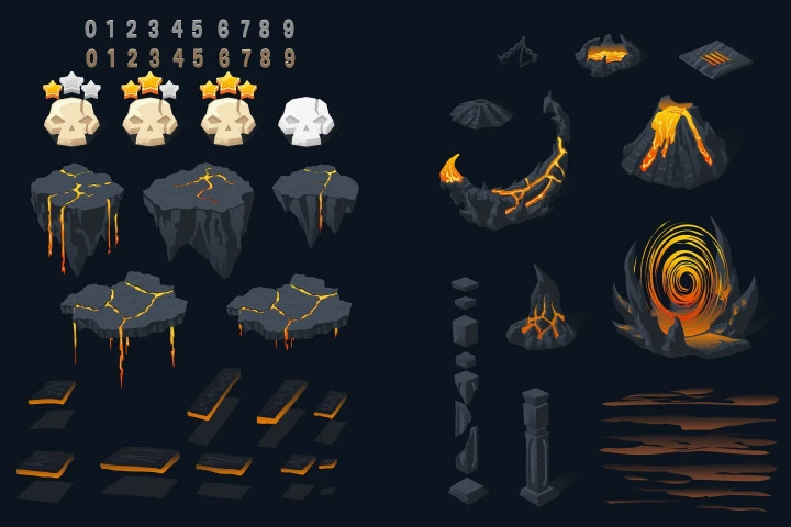Free Lava Fields Level Map 2D Backgrounds