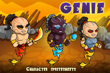 2D Fantasy Genie Character Sprites