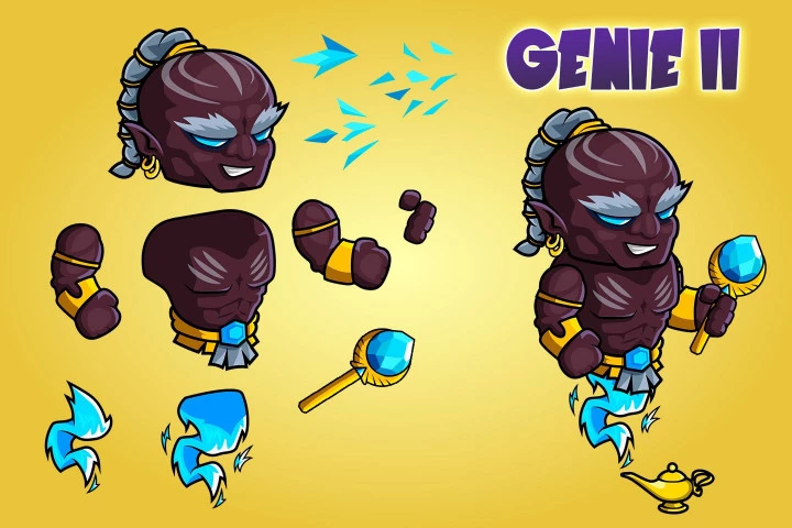 2D Fantasy Genie Character Sprites