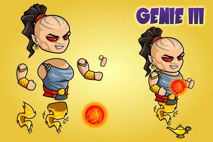 2D Fantasy Genie Character Sprites