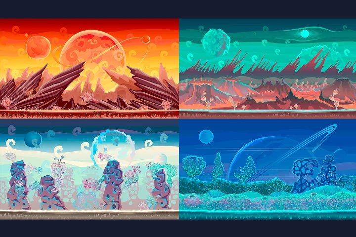 2D Planet Game Backgrounds