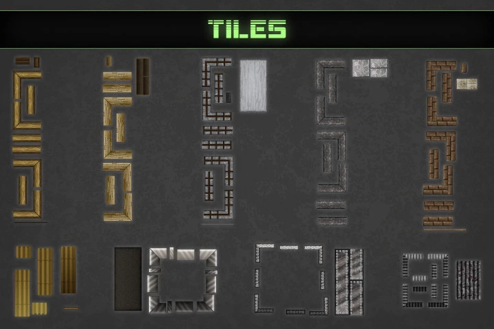 Free Zombie TDS Tilesets: buildings and furniture