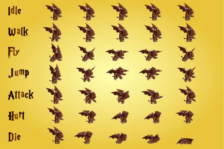 2D Fantasy Gargoyle Character Sprites