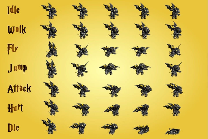 2D Fantasy Gargoyle Character Sprites