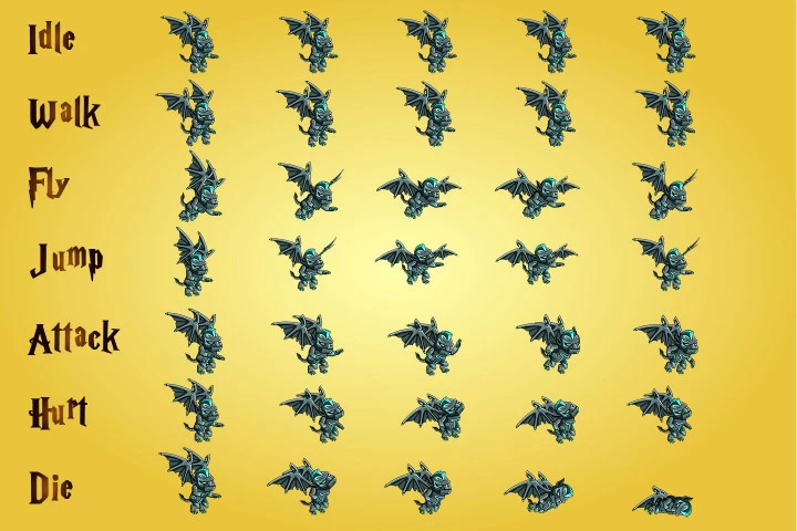 2D Fantasy Gargoyle Character Sprites