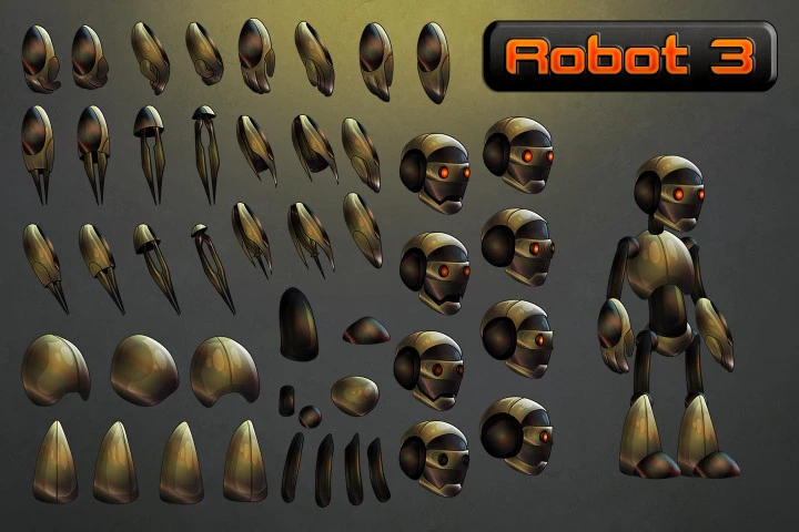 2D Robot Character Sprites