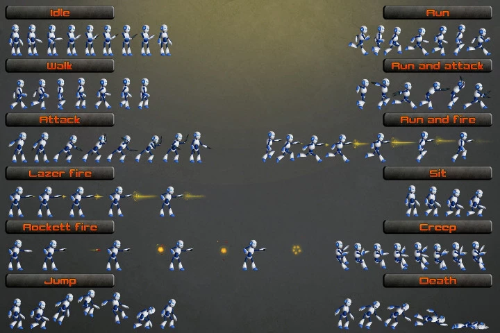 2D Robot Character Sprites